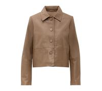 Bolerojacke RICANO "Lederjacke Cecila", Damen, Gr. XL, beige, Obermaterial: 100% Lammnappaleder LANA. Futter: 100% Polyester PES., schmal cropped, Rundhals, Jacken, Handgefertigt aus echtem Leder (732