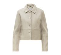 Bolerojacke RICANO "Lederjacke Cecila", Damen, Gr. XL, beige (weiß), Obermaterial: 100% Lammnappaleder LANA. Futter: 100% Polyester PES., schmal cropped, Rundhals, Jacken, Handgefertigt aus echtem Led