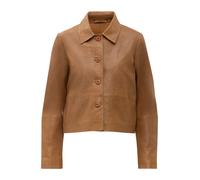 Bolerojacke RICANO "Lederjacke Cecila", Damen, Gr. XXL, braun (cognac), Obermaterial: 100% Lammnappaleder LANA. Futter: 100% Polyester PES., schmal cropped, Rundhals, Jacken, Handgefertigt aus echtem