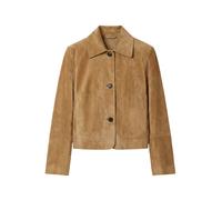 Bolerojacke RICANO "Lederjacke Jeena", Damen, Gr. XL, braun (camel (velours)), Obermaterial: 100% Lammnappaleder LANA. Futter: 100% Polyester PES., schmal cropped, Rundhals, Jacken, Handgefertigt aus