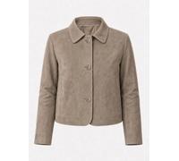 Bolerojacke RICANO "Lederjacke Jeena", Damen, Gr. XL, grau (taupe (velours)), Obermaterial: 100% Lammnappaleder LANA. Futter: 100% Polyester PES., schmal cropped, Rundhals, Jacken, Handgefertigt aus e