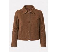 Bolerojacke RICANO "Lederjacke Jeena", Damen, Gr. XXL, braun (chestnut braun (velours)), Obermaterial: 100% Lammnappaleder LANA. Futter: 100% Polyester PES., schmal cropped, Rundhals, Jacken, Handgefe