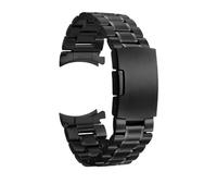 BOLEXA 12 14 16 18 19 20 21 22 24 mm Edelstahl-Uhrenarmband mit gebogenem Ende for Herren und Damen, Metall-Faltschließe (Color : Schwarz, Size : 22mm)