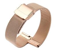 BOLEXA edelstahl uhrenarmband Edelstahl Universal Armband 14mm 16mm 18mm 20mm 22mm Mesh Gürtel Metall Edelstahl Armband Männer frauen Armband (Color : Rose gold, Size : 18mm)