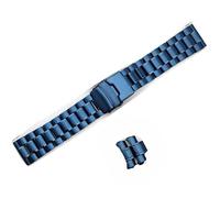 BOLEXA edelstahl uhrenarmband Edelstahlarmband, 18 mm, 20 mm, 22 mm, 24 mm, Faltschließe, gebogenes Ende, for Herren und Damen, Metall-Uhrenarmband, Zubehör (Color : Blau, Size : 22mm)