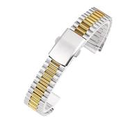 BOLEXA edelstahl uhrenarmband Uhrenarmband aus Metall mit flachem Ende, 10 mm, 12 mm, 14 mm, 16 mm, schmales Edelstahlarmband, universelles Armband for Damen und Herren(Silver-gold,10mm)