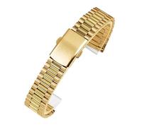 BOLEXA edelstahl uhrenarmband Uhrenarmband aus Metall mit flachem Ende, 10 mm, 12 mm, 14 mm, 16 mm, schmales Edelstahlarmband, universelles Armband for Damen und Herren(Gold,10mm)