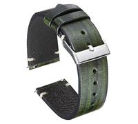 BOLEXA uhr Lederarmband Vintage Holz Textur Muster Leder Uhrenarmband Band 18mm 20mm 22mm Schnellverschluss Ersatzarmband Gürtel Herren Damen Retro(Grün,20mm)