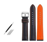 BOLEXA UhrenarmbäNder FüR Herren Damen, Lederarmband 18mm 20mm Rot Orange Nähte Uhrenarmband 21mm 22mm 23mm 24mm Uhrenarmband mit Edelstahl-Metallverschluss Schnellverschluss-Ersatzbänder(D,23mm)