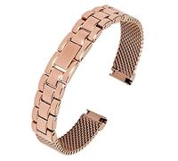 BOLEXA Uhrenarmband Edelstahlarmband Armband massive Metall 10mm Band, geeignet for kleine Mädchen Uhrenarmband (Color : Rose gold, Size : 10mm)