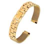 BOLEXA Uhrenarmband Edelstahlarmband Armband massive Metall 10mm Band, geeignet for kleine Mädchen Uhrenarmband (Color : Gold, Size : 10mm)