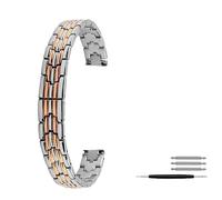 BOLEXA Uhrenarmband Universal Stahlband 8mm 10mm 12mm 14mm Slim Damenmode Band Armband Uhrenarmband Zubehör (Color : Silver Rose Gold, Size : 10mm)