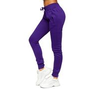 BOLF Damen Jogginghose Basic Sporthose Baumwolle Sweatpants Jogger Frauen Trainingshose Sweathose Jogging Freizeithose Laufhosen High Waist Fitness Yoga Slim Fit CK-01B Violett L [F6F]