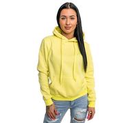 BOLF Damen Kapuzenpullover Hoodie Sweatshirt mit Kapuze Pullover Pulli Langarmshirt Basic Sweatjacke Freizeit Sport Fitness Outdoor Casual Style W02A1 Gelb-Neon M [A1A]