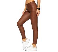 BOLF Damen Leggings Kunstleder High Waist Lederimitation Skinny Leder Optik Hoch Taillierte Sexy Hüfthose DM850 Schokolade L [F6F]
