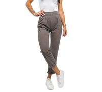 BOLF Damen Stoffhose mit Taschen Chino Hose Bequeme Hohe Taille Sommerhose Schlupfhose Baumwolle Tapered Gerippt Business Elegant Leichte Freizeithose Casual Slim Fit W7856 Grau XL [F6F]