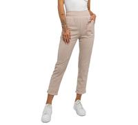 BOLF Damen Stoffhose mit Taschen Chino Hose Bequeme Hohe Taille Sommerhose Schlupfhose Baumwolle Tapered Gerippt Business Elegant Leichte Freizeithose Casual Slim Fit W7856 Beige L [F6F]