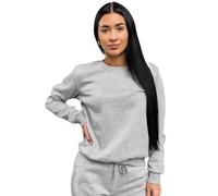 BOLF Damen Sweatshirt Classic Sweater Pulli Kapuzenpullover Langarmshirt Rundhalsausschnitt Farbvarianten Crew Neck Longsleeve Fitness Motiv Sport W01A1 Grau XL [A1A]