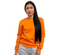 BOLF Damen Sweatshirt Classic Sweater Pulli Kapuzenpullover Langarmshirt Rundhalsausschnitt Farbvarianten Crew Neck Longsleeve Fitness Motiv Sport W01A1 Orange L [A1A]