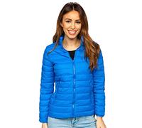 BOLF Damen Übergangsjacke Steppjacke Stehkragen Daunenjacke Reißverschluss Sportjacke Zip Wärme Freizeit Sport Basic Outdoor Casual Style 1141 Blau(Hell) L [D4D]