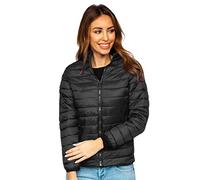 BOLF Damen Übergangsjacke Steppjacke Stehkragen Daunenjacke Reißverschluss Sportjacke Zip Wärme Freizeit Sport Basic Outdoor Casual Style 1141 Schwarz XL [D4D]