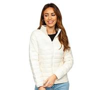 BOLF Damen Übergangsjacke Steppjacke Stehkragen Daunenjacke Reißverschluss Sportjacke Zip Wärme Freizeit Sport Basic Outdoor Casual Style 1141 Beige S [D4D]