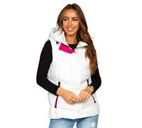 BOLF Damen Weste Bodywarmer Steppweste Daunenweste Funktionsweste Vest Ärmellose Sportweste Kapuzenweste Wärme Freizeit Outdoor Slim Fit Modellauswahl 7051 Weiß L [U1U]