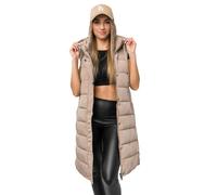 BOLF Damen Weste Bodywarmer Steppweste Daunenweste Funktionsweste Vest Ärmellose Sportweste Kapuzenweste Wärme Freizeit Outdoor Slim Fit Modellauswahl MY6315 Beige XL [U1U]