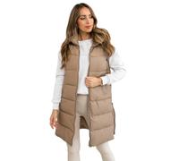 BOLF Damen Weste Bodywarmer Steppweste Daunenweste Funktionsweste Vest Ärmellose Sportweste Kapuzenweste Wärme Freizeit Outdoor Slim Fit Modellauswahl B8212 Beige XL [U1U]