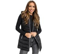 BOLF Damen Weste Gilet Bodywarmer Steppweste Daunenweste Funktionsweste Vest Ärmellose Lang Sportweste Kapuzenweste Wärme Freizeit Outdoor Slim Fit Modellauswahl 7040A1 Schwarz L [U1U]