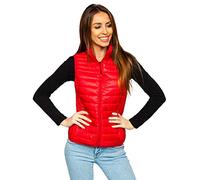 BOLF Damen Weste Stehkragen Steppweste Bodywarmer Daunenweste Reißverschluss Weste Ärmellose Sportweste Zip Wärme Freizeit Outdoor Style B2705 Rot XL [U1U]