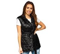 BOLF Damen Weste Stehkragen Steppweste Bodywarmer Daunenweste Reißverschluss Weste Ärmellose Sportweste Zip Wärme Freizeit Outdoor Style JIN221 Schwarz L [U1U]