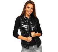 BOLF Damen Weste Stehkragen Steppweste Bodywarmer Daunenweste Reißverschluss Weste Ärmellose Sportweste Zip Wärme Freizeit Outdoor Style R0107A Schwarz XXL [U1U]