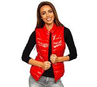 BOLF Damen Weste Stehkragen Steppweste Bodywarmer Daunenweste Reißverschluss Weste Ärmellose Sportweste Zip Wärme Freizeit Outdoor Style R0107A Rot L [U1U]
