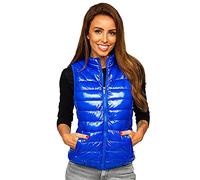 BOLF Damen Weste Stehkragen Steppweste Bodywarmer Daunenweste Reißverschluss Weste Ärmellose Sportweste Zip Wärme Freizeit Outdoor Style R0107A Blau S [U1U]