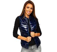 BOLF Damen Weste Stehkragen Steppweste Bodywarmer Daunenweste Reißverschluss Weste Ärmellose Sportweste Zip Wärme Freizeit Outdoor Style R0107A Dunkelblau XL [U1U]