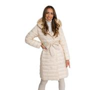 BOLF Damen Wintermantel Winterjacke Mantel Steppjacke Daunenjacke Outdoorjacke Wärme Pufferjacke Leichte Reißverschluss Stehkragen Kapuze Zip Freizeit Sport Basic Casual 5M3159 Beige L [D4D]