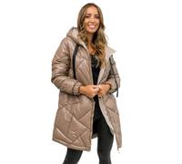 BOLF Damen Wintermantel Winterjacke Mantel Steppjacke Daunenjacke Outdoorjacke Wärme Pufferjacke Leichte Reißverschluss Stehkragen Kapuze Zip Freizeit Sport Basic Casual 5M3189 Camel L [D4D]