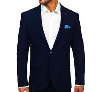 BOLF Herren Blazer Sakko Suitjacke Anzugjacke für Männer Business Reverskragen Knöpfe Anzug Freizeit Sportlich Modern Hochzeit Elegant Party Slim Fit 026 Dunkelblau M [1A1]