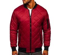 BOLF Herren Bomberjacke Leichte Übergangsjacke mit Stehkragen Steppjacke Fliegerjacke Pilotenjacke College Jacke Baseball Freizeitjacke Blouson J.STYLE MY-01 Weinrot M [4D4]