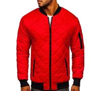 BOLF Herren Bomberjacke Leichte Übergangsjacke mit Stehkragen Steppjacke Fliegerjacke Pilotenjacke College Jacke Baseball Freizeitjacke Blouson J.STYLE MY-01 Rot XL [4D4]