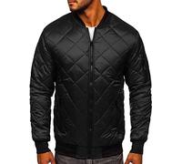 BOLF Herren Bomberjacke Leichte Übergangsjacke mit Stehkragen Steppjacke Fliegerjacke Pilotenjacke College Jacke Baseball Freizeitjacke Blouson J.STYLE MY-01 Schwarz XXL [4D4]