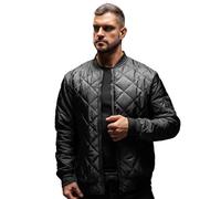 BOLF Herren Bomberjacke Übergangsjacke Pilotenjacke Freizeitjacke Fliegerjacke Blousonjacke Steppjacke Stehkragen Reißverschluss College Leichte Freizeit Outdoor MY-01A1 Schwarz XXL [4D4]