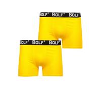 BOLF Herren Boxershorts 2er Pack Unterwäsche Retroshorts Men Unterhosen Männer Trunks Atmungsaktive Gummibund Bequeme Baumwolle Classic 0953-2P Gelb-Neon XL [1K3]