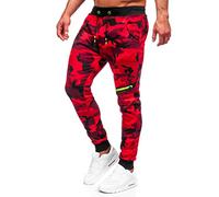 BOLF Herren Camo Military Joggers Taktische Hose Jogginghose Trainingshose Army Fitnesshose Camouflage Sporthose Sweathose Jogpants Sweatpants Slim Fit KK04 Rot XL [6F6]