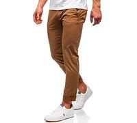 BOLF Herren Chino Hose Stoffhose Anzughose Chinohose Stretch Sommerhose Freizeithose Strandhosen Lang Sommer Klassische Baumwolle Lässige Basic Regular Fit 1146B Camel S [6F6]