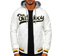 BOLF Herren Collage Jacke Baseballjacke Übergangsjacke Sportjacke Urban Stehkragen Varsity Jacke Schuljacke Freizeitjacke Sweatjacke Outdoorjacke Streetwear Outdoor Style HSS058 Weiß M [4D4]