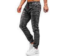 BOLF Herren Jeans Jogger Denim Style Sweathose Jogg Jeans Used Look Jeanspants Destroyed Freizeit Casual Style Slim Fit Narrow Leg RESALSA RB9486DT Schwarz S [6F6]