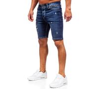 BOLF Herren Jeans Shorts Kurze Jeanshose Stretch Denim Bermudas Kurze Hose Cargo Cargoshorts Used Look Baumwolle Sommer Freizeithose Slim Fit 0438 Dunkelblau S [7G7]