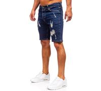BOLF Herren Jeans Shorts Kurze Jeanshose Stretch Denim Bermudas Kurze Hose Cargo Cargoshorts Used Look Baumwolle Sommer Freizeithose Slim Fit 0785 Dunkelblau M [7G7]